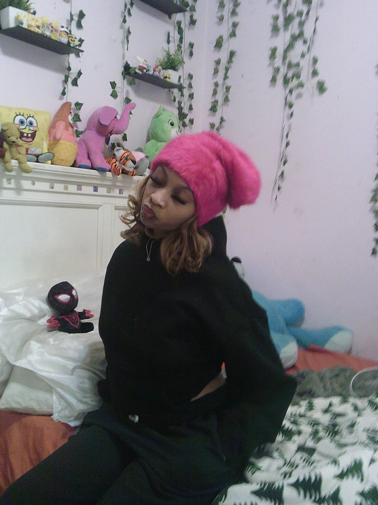 HOT PINK FUR BEANIE