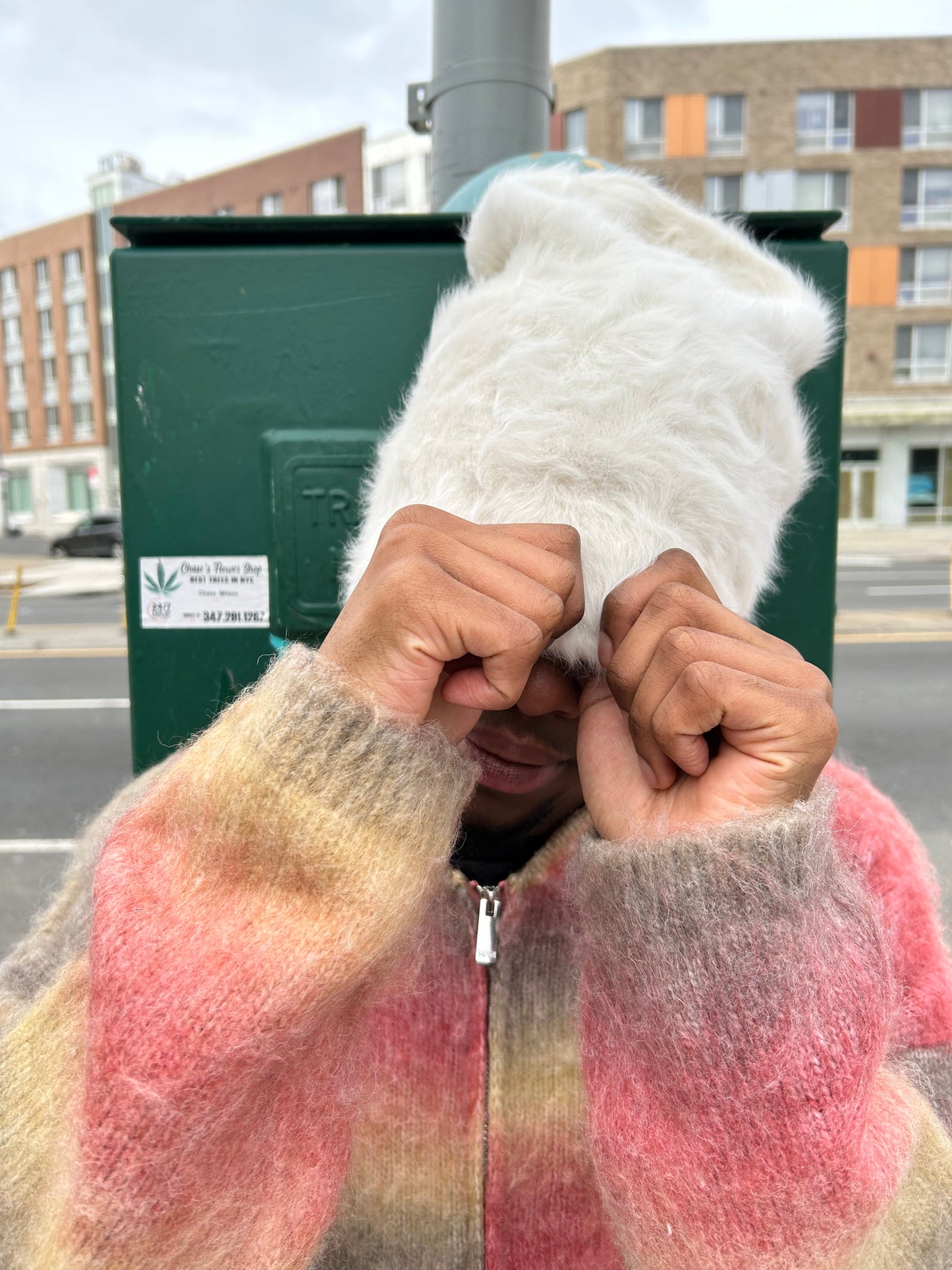 OFF WHITE FUR BEANIE (READY TO SHIP)
