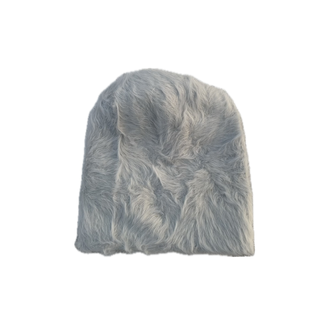 CLOUD GREY FUR BEANIE (READY TO SHIP)